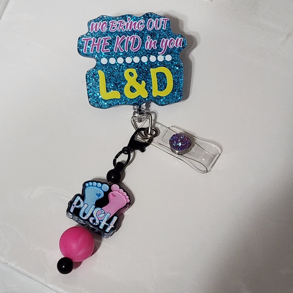 Labor Delivery Badge Reel Badge Clip Alligator ID Baby Gift Retractable Push